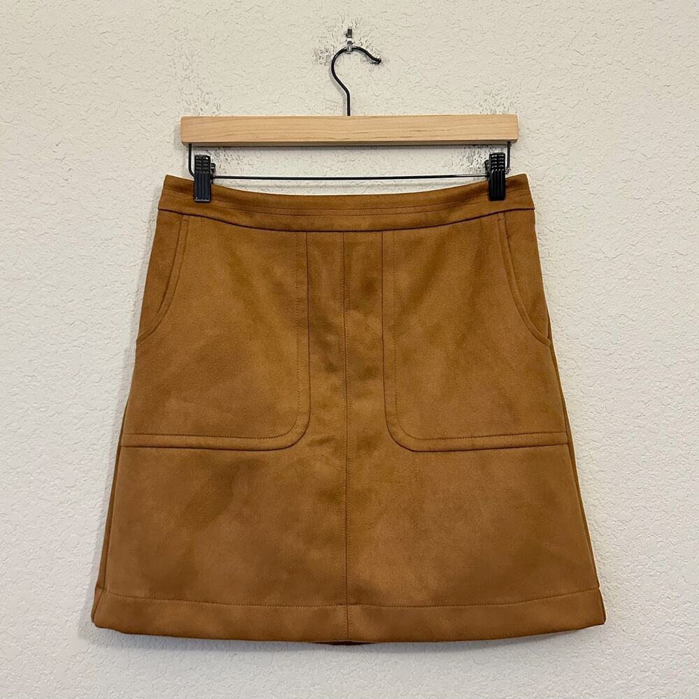 LOFT Mini Skirt Camel Brown Faux Suede Lined Stretch NWT